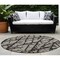 Homeroots 8' Round Black and White Round Abstract Washable Non Skid Indoor Outdoor Area Rug 559240 - alternate 1