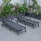 Leisuremod Marlin Patio Chaise Lounge Chair with Armrests in Black Aluminum Frame, Black, 2PK MLABL-77BL2 - alternate 2