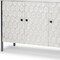 Homeroots 47in White and Gray Wood and Metal Carved Geometric Accent Cabinet With Three Doors 611057 - alternate 2