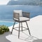 Armen Living Alegria Outdoor Patio Swivel Counter Stool in Aluminum with Gray Rope and Light Gray Cushions LCAFSWBABL26 - alternate 2