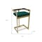 Homeroots 30" Green and Gold Metal and Velvet Low Back Bar Height Bar Chair 555116 - alternate 2