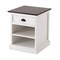 Homeroots Distressed White and Deep Brown Nightstand With Shelves 397625 - alternate 2