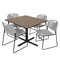 Regency Square Cain Breakroom Table W/ 4 Zeng Stack Chairs, 48 in W, 48 in L, Noble Oak TB4848NO44GY - alternate 1