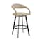 Homeroots 30" Beige and Black Faux Leather and Iron Low Back Bar Height Swivel Bar Chair 569181 - alternate 2