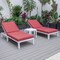 Leisuremod Chelsea Modern Outdoor White Chaise Lounge Chair With Side Table & Red Cushions CLTW-77R2 - alternate 2