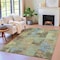 Homeroots 9' X 12' Green Gray And Sky Blue Abstract Washable Indoor Outdoor Area Rug 630775 - alternate 2