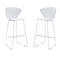 Homeroots Set of Two 30" White and Silver Heavy Duty Plastic and Metal Low Back Bar Height Bar Chairs, 2PK 555096 - alternate 1