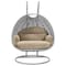 Leisuremod Mendoza Light Grey Wicker Hanging 2 person Egg Swing Chair with Taupe Cushions MSCLGR-53TP - alternate 2