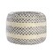 Homeroots 18" Ivory And Blue Cotton Blend Round Striped Pouf Ottoman 551565 - alternate 2