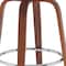 Homeroots 30" Cream And Wood Brown Faux Leather Swivel Low Back Bar Height Bar Chair 534436 - alternate 2
