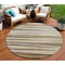 Homeroots 8' Brown Beige And Gray Round Striped Washable Indoor Outdoor Area Rug 597315 - alternate 1