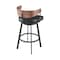 Homeroots 30" Black and Brown Faux Leather and Iron Low Back Bar Height Swivel Bar Chair 569161 - alternate 2