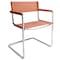 Homeroots 23" Silver And Terra Cotta Leather and Stainless Steel Arm Chair 667634 - alternate 1