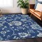 Homeroots 3' X 5' Navy Blue And Gray Floral Washable Indoor Outdoor Area Rug 589482 - alternate 2