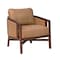 Homeroots 32" Brown Genuine Leather Arm Chair 605680 - alternate 2