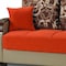 Homeroots 87" Orange Chenille Sleeper Sofa And Toss Pillows With Brown Legs 607143 - alternate 2