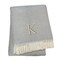 Homeroots 55" X 70" Gray White Herringbone Cotton Blend K Initial Throw Blanket with Tassels Embroidery 655534 - alternate 2