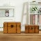 Vintiquewise Set of 2 Farmhouse Antique-Style Wood Treasure Chest with Leather Straps & Front Latch QI004849.2 - alternate 2