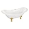 Kingston Brass 61" Cast Iron Oval Double Slipper Clawfoot Tub, 7" Faucet Drillings, White/Brushed Brass VCT7DS6130NC7 - alternate 1