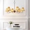 Jonathan Y Grady 35" 6-Light Grand Coastal Farmhouse Adjustable Swooping Arm Metal w/Hand-Woven Rattan Shades L JYL9560C - alternate 2