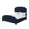 Homeroots Navy Blue Solid Wood Queen Tufted Upholstered Velvet Bed with Nailhead Trim 544922 - alternate 2