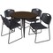 Regency Round Kahlo Breakroom Table W/ 4 Zeng Stack Chairs, 42 in W, 42 in L, Neo Walnut TPL42RNDNWBK44BK - alternate 1