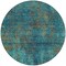 Homeroots 8' Teal Blue Navy Blue And Brown Round Abstract Washable Indoor Outdoor Area Rug 612366 - alternate 2