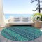 Homeroots 8' Teal Blue And Navy Blue Round Quatrefoil Washable Indoor Outdoor Area Rug 583254 - alternate 2