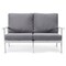Leisuremod Walbrooke Modern Outdoor Patio Loveseat with White Aluminum Frame and Removable Cushions, Grey WW-57-27GR - alternate 2