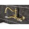 Kingston Brass Two-Handle Wall Mount Bridge Kitchen Faucet, Brushed Brass KS1247WLL - alternate 2