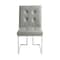 Homeroots Set of Two Tufted Light Gray and Silver Metallic Upholstered Faux Leather Dining Side Chairs 543549 - alternate 2