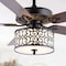 Jonathan Y Paolo 52" 3-Light Farmhouse Industrial Iron Scroll Drum Shade LED Ceiling Fan w/ Remote, Black/White JYL9612A - alternate 3