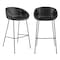 Homeroots Set of Two 30" Black Faux Leather and Steel Low Back Bar Height Bar Chairs 544688 - alternate 2
