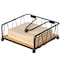 Basicwise Flat Metal Square Napkin Holder with Weighted Arm and a Wooden Tray Perfect for Adorning QI004650 - alternate 2