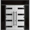 Vdomdoors Front Exterior Prehung Aluminum Double Doors Ronex0131 Grey 2 Sidelights and Top Transom Mirrored RONEX0131DEXD-GRE-W14+72+14xH80+16-LH-O - alternate 1