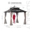 Sunjoy Kingston 10x10  Gazebo, Steel & PC Roof Hardtop Gazebo, Curtain, Netting, Woodgrain Aluminum Posts A10204382000 - alternate 2