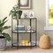 Homeroots 36" Black And Clear Metal and Glass Two Tier Etagere Bookcase 527582 - alternate 2