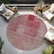 Homeroots 8' Burgundy Pink And Blush Round Striped Washable Indoor Outdoor Area Rug 613165 - alternate 2