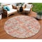 Homeroots 8' Coral And Orange Round Geometric Washable Indoor Outdoor Area Rug 609132 - alternate 1