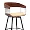 Armen Living Athena 27in Swivel Walnut Wood Counter Stool in Cream Faux Leather with Black Metal LCATBAWACR26 - alternate 2