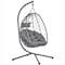 Leisuremod Summit Foldable Egg Swing Chair with Iron Stand, UV-Resistant Wicker, Weatherproof SSCBL-35CH - alternate 1