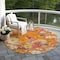 Homeroots 8' Orange Peach And Salmon Round Floral Washable Indoor Outdoor Area Rug 611206 - alternate 2