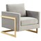 Leisuremod Lincoln Velvet Accent Armchair with Gold Frame, Light Grey LA31LGR - alternate 1