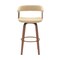 Homeroots 31" Cream And Wood Brown Faux Leather Swivel Bar Height Bar Chair 534469 - alternate 2