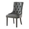 Homeroots Set of Two Tufted Dark Gray and Black Upholstered Faux Leather Dining Side Chairs 543521 - alternate 2