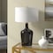 Homeroots 25" Black Glass Urn Table Lamp With White Drum Shade 546129 - alternate 2