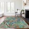 Homeroots 5' X 8' Orange And Teal Blue Abstract Washable Indoor Outdoor Area Rug 588457 - alternate 2