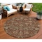 Homeroots 8' Brown Tan And Red Round Floral Washable Indoor Outdoor Area Rug 603433 - alternate 1
