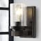 Jonathan Y Bungalow 4.5" 1-Light Iron/Seeded Glass Rustic Farmhouse LED Vanity Light, Oil Rubbed Bronze JYL7507A - alternate 3