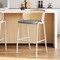 Leisuremod Ervilla Wicker Bar Stool with Fabric Seat and White Powder Coated Steel Frame, Grey EBW-31GR - alternate 2
